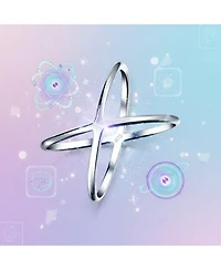 Bling Jewelry Delicate Thin Open Geometric Atomic X Criss Cross Silver Ring Sterling