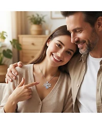 Bling Jewelry Inspirational 'Daddy's Little Girl' Opal Pendant Necklace for Daughter Sterling Silver