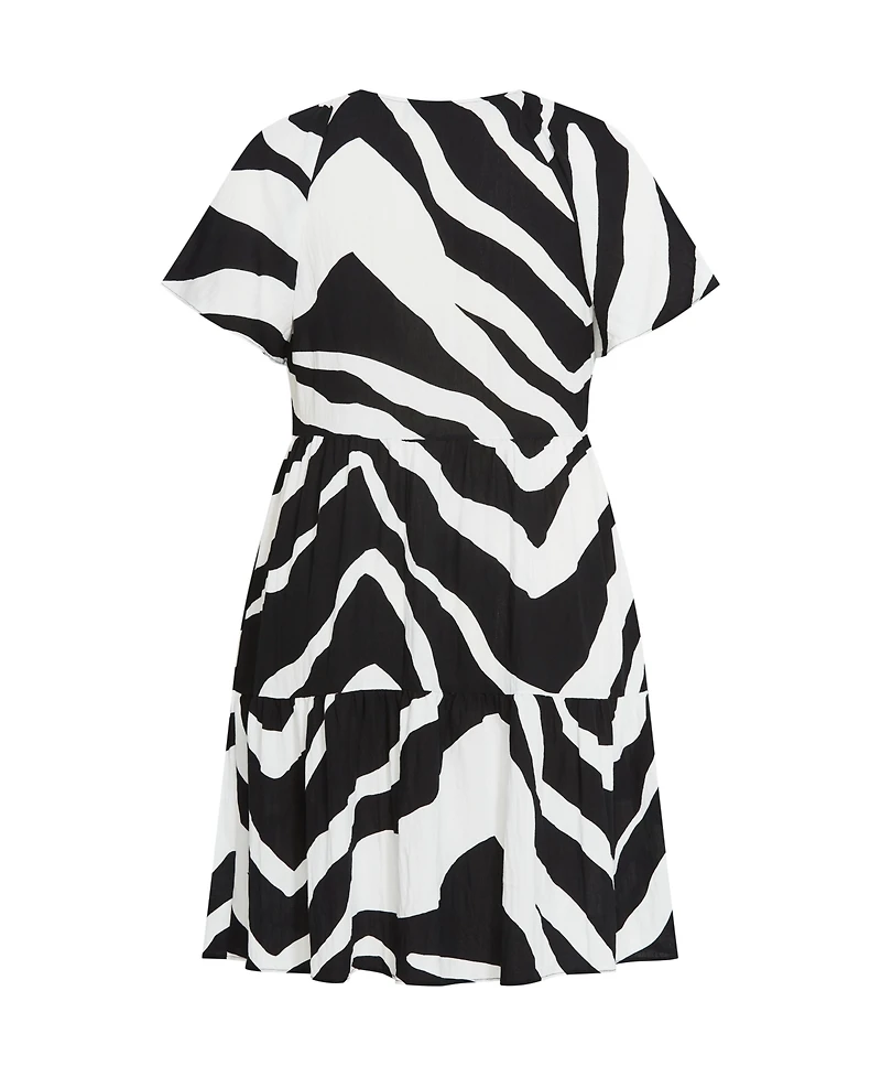 City Chic Plus Frill Mini Print Dress
