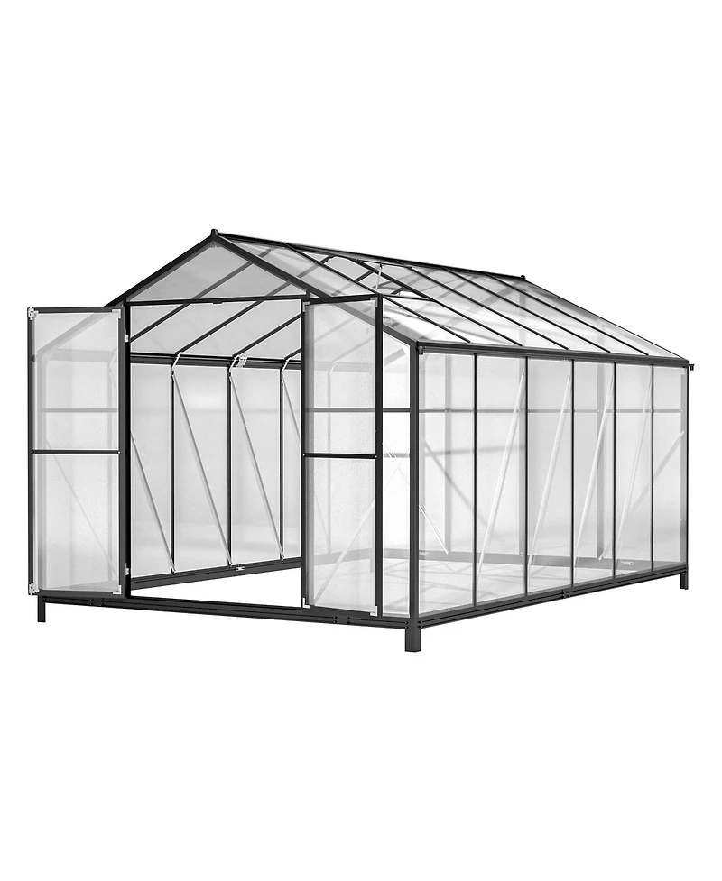 Premium 8'x12' Walk-In Greenhouse with Polycarbonate Walls and Aluminum Frame