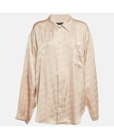 Pre-Owned Balenciaga Women's Logo Jacquard Satin Shirt