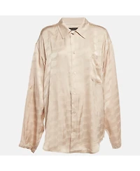 Pre-Owned Balenciaga Women's Logo Jacquard Satin Shirt