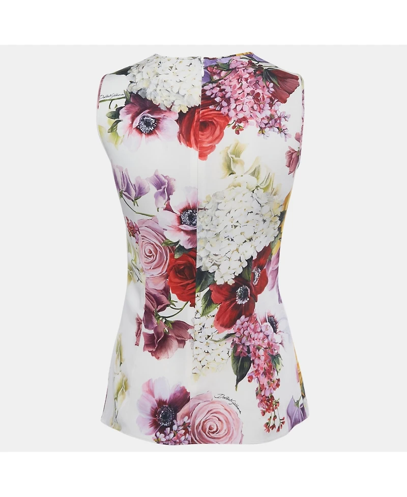 Pre-Owned Dolce & Gabbana Women's Floral Print Silk Sleeveless Top