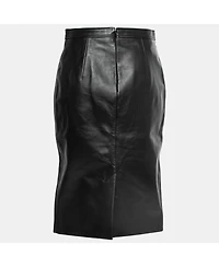 Pre-Owned Burberry Women's Black Leather Cut Out Pencil Skirt