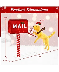 Costway 3.5 Ft Lighted Dachshund Climbing Mailbox Pre-Lit Christmas Holiday Decoration