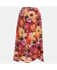Pre-Owned Stella Mccartney Women's Multicolor Flower Print Silk Midi Skirt