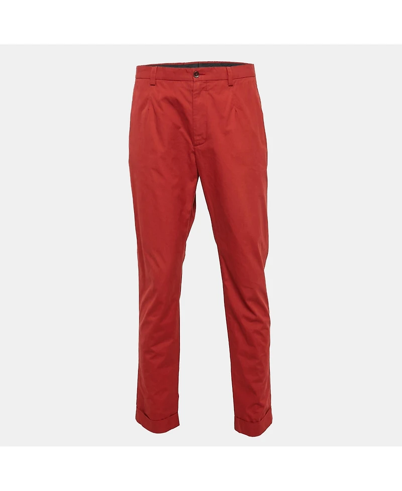 Pre-Owned Dolce & Gabbana Men's Pre-Owned Dolce & Gabbanna Red Cotton Straight Leg Pants