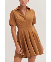 Crescent Women's Kenya Fit and Flare Polo Suede Mini Dress