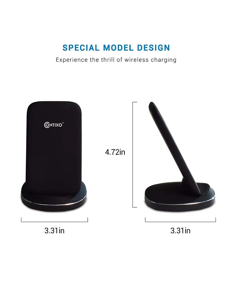 Contixo W3 Fast Wireless Charging Stand, Qi Compatible for Smartphones
