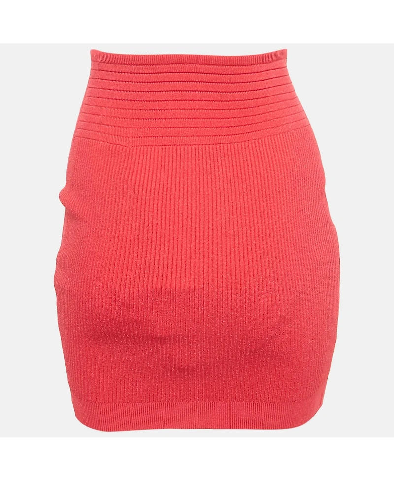 Pre-Owned Balmain Women's Pink Stretch Knit Mini Skirt