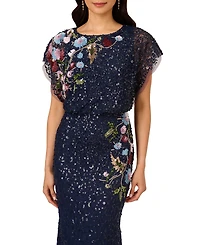 Adrianna Papell Petite Beaded Mermaid Long Dress