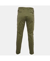 Pre-Owned Dolce & Gabbana Men's Green Gabardine Logo Embossed Trim Detail Pants