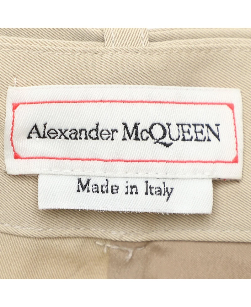Pre-Owned Alexander Mcqueen Women's Beige Cotton Asymmetric Trench Belted Skirt