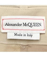 Pre-Owned Alexander Mcqueen Women's Beige Cotton Asymmetric Trench Belted Skirt