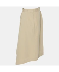 Pre-Owned Alexander Mcqueen Women's Beige Cotton Asymmetric Trench Belted Skirt