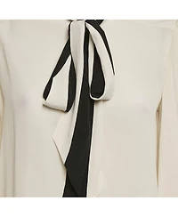 Pre-Owned Givenchy Women's Off- Silk Chiffon Contrast Neck Tie Detail Shirt