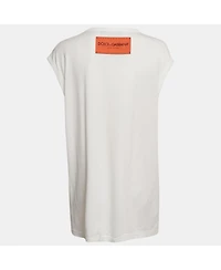 Pre-Owned Dolce & Gabbana Women's White Bellezza Print Jersey Sleeveless T-Shirt