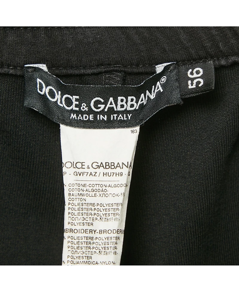 Pre-Owned Dolce & Gabbana Men's Black Crown Embroidered Cotton Jogger Pants