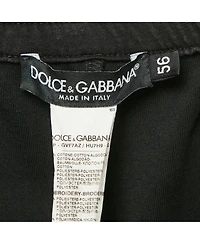 Pre-Owned Dolce & Gabbana Men's Black Crown Embroidered Cotton Jogger Pants