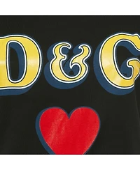 Pre-Owned Dolce & Gabbana Women's Black D& G Heart Print Cotton T-Shirt
