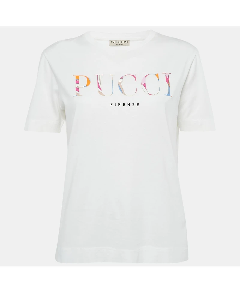 Pre-Owned Emilio Pucci Women's Logo Applique Cotton T-Shirt