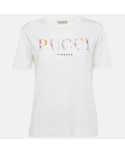 Pre-Owned Emilio Pucci Women's Logo Applique Cotton T-Shirt