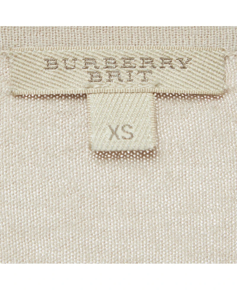 Pre-Owned Burberry Women's Brit Beige Checked Silk Blend Knit V-Neck T-Shirt