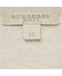 Pre-Owned Burberry Women's Brit Beige Checked Silk Blend Knit V-Neck T-Shirt