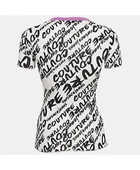 Pre-Owned Versace Women's Jeans Couture Logo Brush Print Cotton Crew Neck T-Shirt