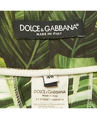 Pre-Owned Dolce & Gabbana Women's Green Tropical Print Cotton High Trouser