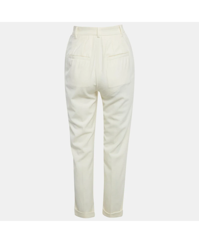 Pre-Owned Dolce & Gabbana Women's Cream Crepe Trousers