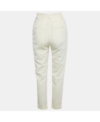 Pre-Owned Dolce & Gabbana Women's Cream Crepe Trousers