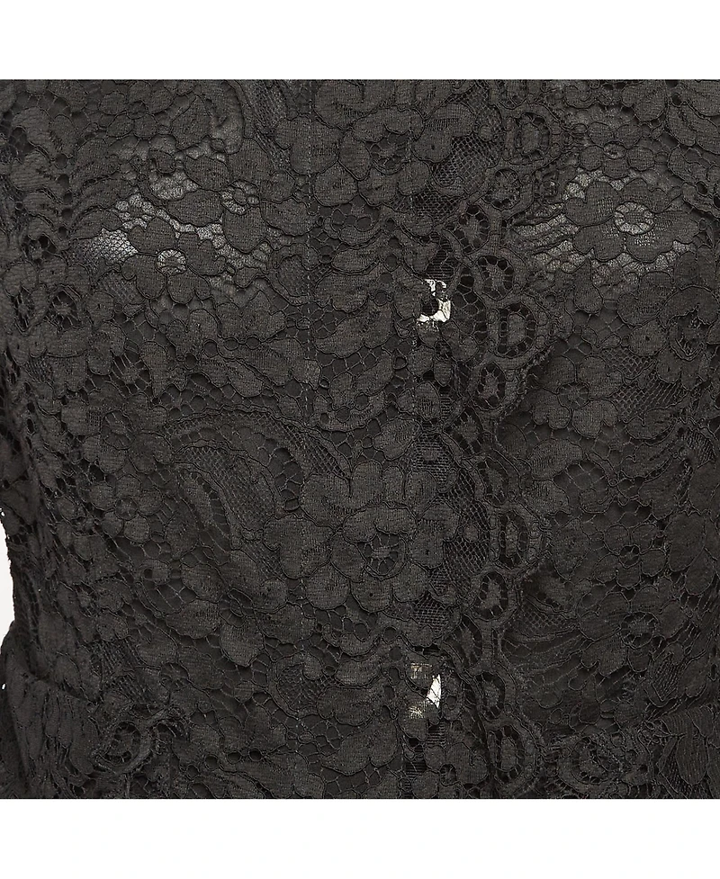 Pre-Owned Dolce & Gabbana Women's Black Floral Lace Button Front Jacket
