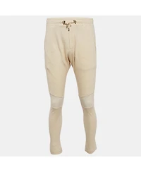 Pre-Owned Balmain Men's Cream Cotton Paneled Knit Jogger Pants