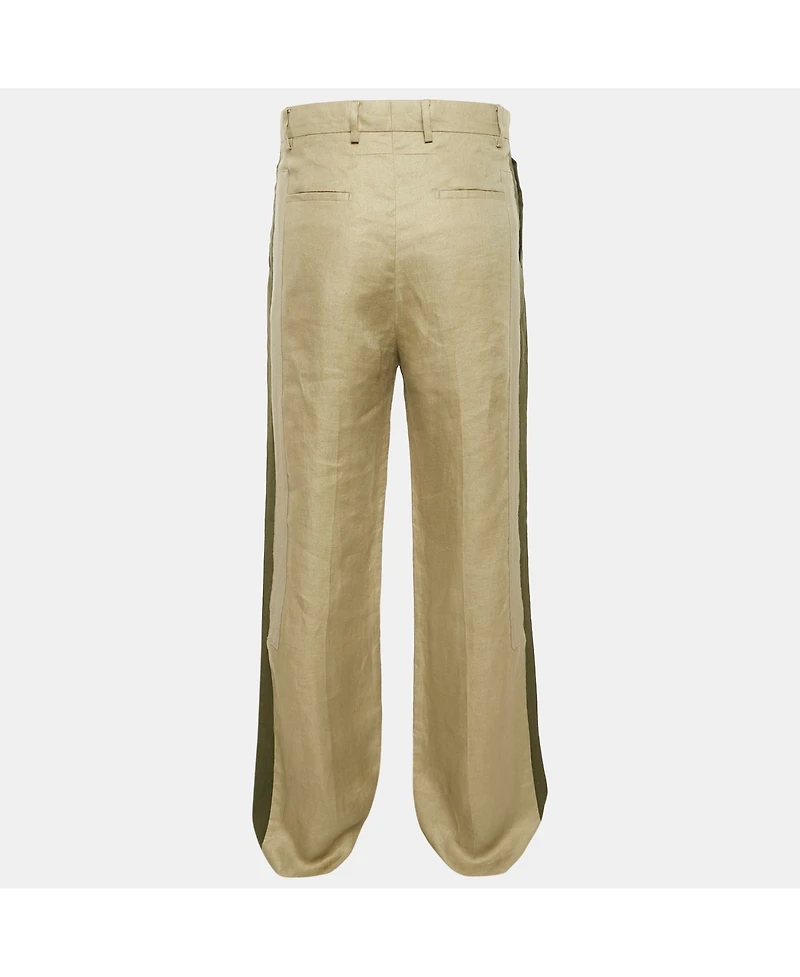 Pre-Owned Givenchy Men's Green Linen Panelled Trousers