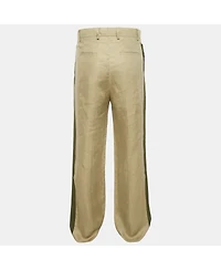Pre-Owned Givenchy Men's Green Linen Panelled Trousers