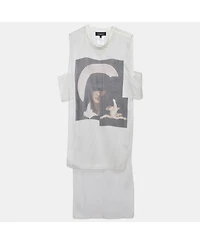 Pre-Owned Givenchy Women's Off White Printed Silk High Low Hem Pullover