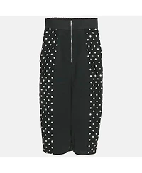 Pre-Owned Dolce & Gabbana Women's Black Polka Dot Print Mesh Midi Skirt
