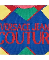 Pre-Owned Versace Women's Jeans Couture Multicolor Logo Cotton Knit Cropped Sweater