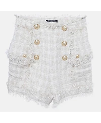 Pre-Owned Balmain Women's Cream Tweed Raw Edge Detail Shorts