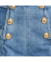 Pre-Owned Balmain Women's Blue Distressed Denim Button Detail Shorts