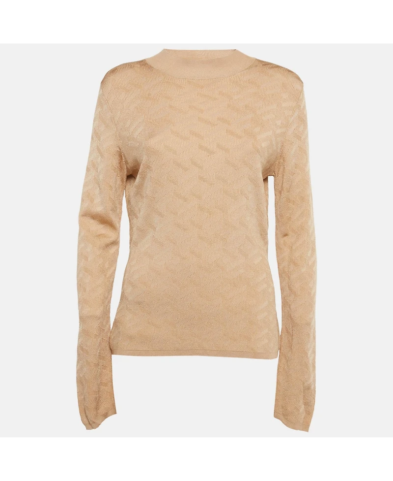 Pre-Owned Versace Women's Dark Beige Rib Knit Sweater