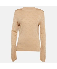 Pre-Owned Versace Women's Dark Beige Rib Knit Sweater
