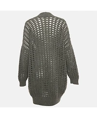 Pre-Owned Brunello Cucinelli Women's Grey Sequin Open Knit Cardigan