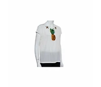 Pre-Owned Dolce & Gabbana Women's Black And Beige Dice Key Printed Silk Short Sleeve Top