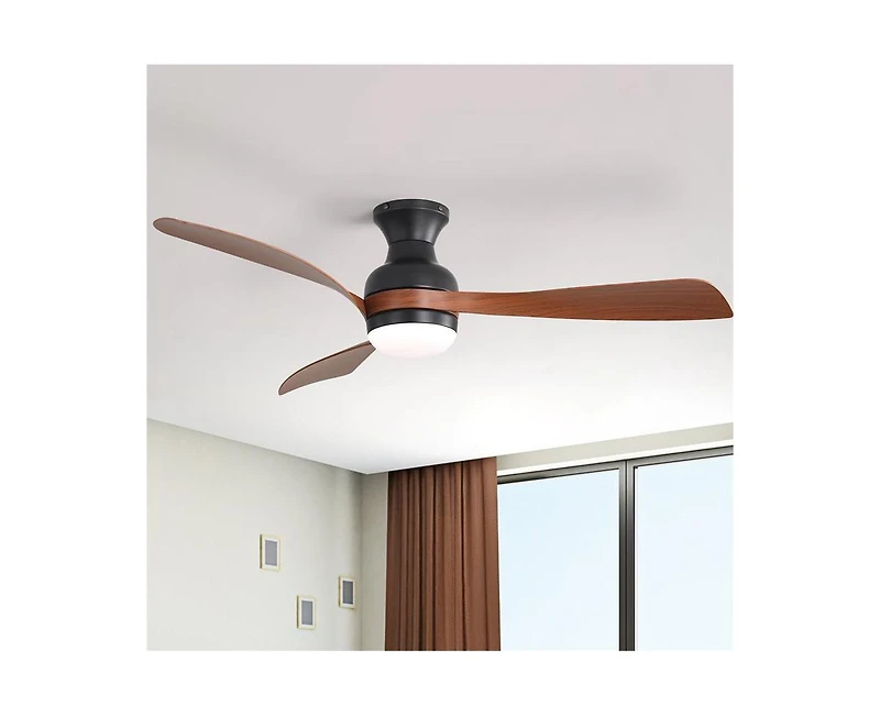 Sofucor 52-inch 3-Blade Flush Mount Ceiling Fan with Led Light and Remote Control