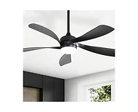 Sofucor 52-inch Modern Smart Standard Black 5-Blade Ceiling Fan with Remote Control and Led Light