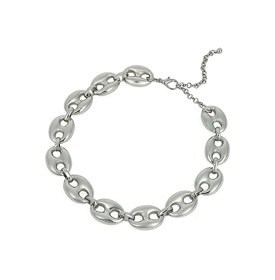 Women's The Chunky Coffee-Bean Chain Necklace - Chrome Silver