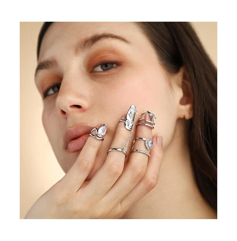 Women's The Athena Nail Rings - Metallic Silver (Set Of 4)