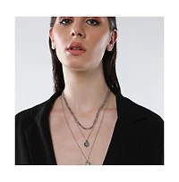 Sohi Women's The Dented Charm Multi-Layer Necklace